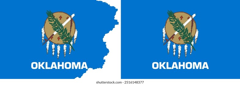 El estado de Oklahoma abandera el Vector. Bandera estándar y con bordes rotos