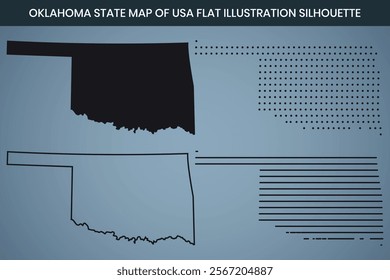 Oklahoma State Hand Drawn Outline Map of USA Fully Editable, 300 DPI, High-Resolution EPS File Included.