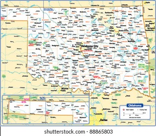 Oklahoma State Map Stock Vector (Royalty Free) 88865803 | Shutterstock