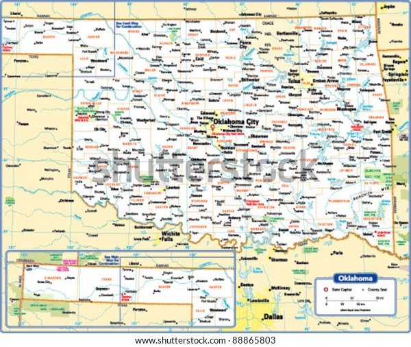 Oklahoma State Map Stock Vector (Royalty Free) 88865803