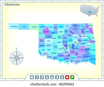 1,763 Oklahoma county map Images, Stock Photos & Vectors | Shutterstock