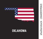 Oklahoma state map contour. In style of USA flag.