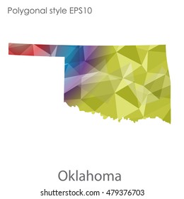 Oklahoma state map in geometric polygonal style.Abstract gems triangle,modern design background. Vector illustration EPS10