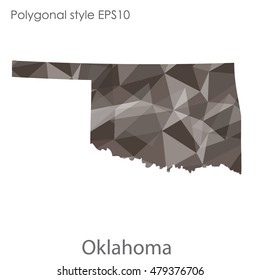 Oklahoma state map in geometric polygonal style.Abstract gems triangle,modern design background. Vector illustration EPS10