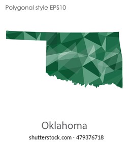 Oklahoma state map in geometric polygonal style.Abstract gems triangle,modern design background. Vector illustration EPS10