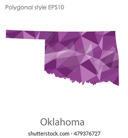 Oklahoma state map in geometric polygonal style.Abstract gems triangle,modern design background. Vector illustration EPS10