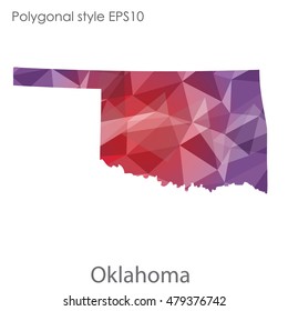 Oklahoma state map in geometric polygonal style.Abstract gems triangle,modern design background. Vector illustration EPS10