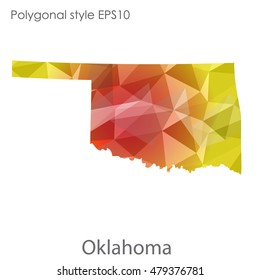 Oklahoma state map in geometric polygonal style.Abstract gems triangle,modern design background. Vector illustration EPS10