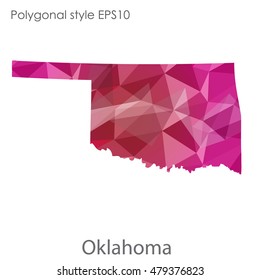 Oklahoma state map in geometric polygonal style.Abstract gems triangle,modern design background. Vector illustration EPS10