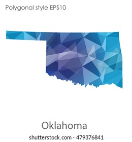 Oklahoma state map in geometric polygonal style.Abstract gems triangle,modern design background. Vector illustration EPS10