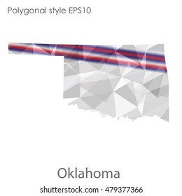 Oklahoma state map in geometric polygonal style.Abstract gems triangle,modern design background. Vector illustration EPS10