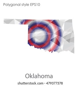 Oklahoma state map in geometric polygonal style.Abstract gems triangle,modern design background. Vector illustration EPS10