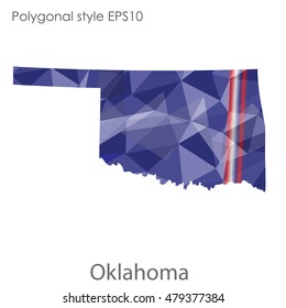 Oklahoma state map in geometric polygonal style.Abstract gems triangle,modern design background. Vector illustration EPS10