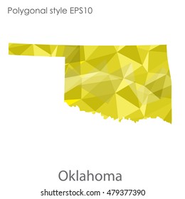 Oklahoma state map in geometric polygonal style.Abstract gems triangle,modern design background. Vector illustration EPS10