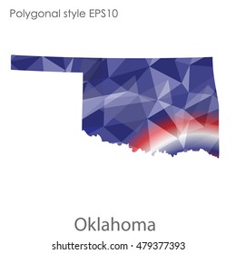 Oklahoma state map in geometric polygonal style.Abstract gems triangle,modern design background. Vector illustration EPS10