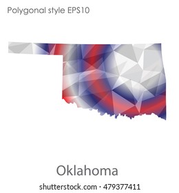 Oklahoma state map in geometric polygonal style.Abstract gems triangle,modern design background. Vector illustration EPS10
