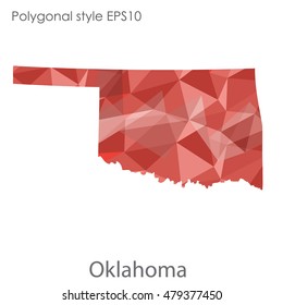 Oklahoma state map in geometric polygonal style.Abstract gems triangle,modern design background. Vector illustration EPS10