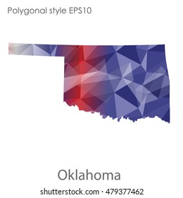 Oklahoma state map in geometric polygonal style.Abstract gems triangle,modern design background. Vector illustration EPS10