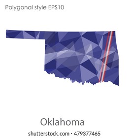 Oklahoma state map in geometric polygonal style.Abstract gems triangle,modern design background. Vector illustration EPS10