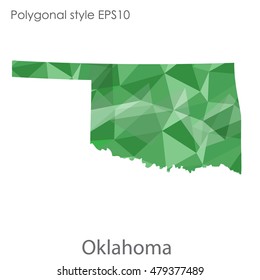 Oklahoma state map in geometric polygonal style.Abstract gems triangle,modern design background. Vector illustration EPS10