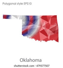 Oklahoma state map in geometric polygonal style.Abstract gems triangle,modern design background. Vector illustration EPS10