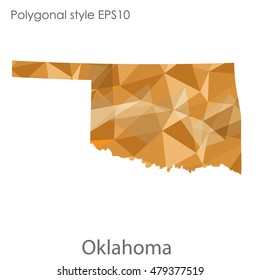 Oklahoma state map in geometric polygonal style.Abstract gems triangle,modern design background. Vector illustration EPS10