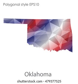 Oklahoma state map in geometric polygonal style.Abstract gems triangle,modern design background. Vector illustration EPS10