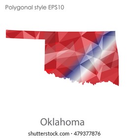 Oklahoma state map in geometric polygonal style.Abstract gems triangle,modern design background. Vector illustration EPS10