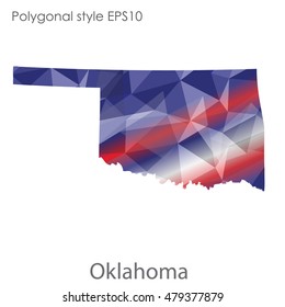 Oklahoma state map in geometric polygonal style.Abstract gems triangle,modern design background. Vector illustration EPS10