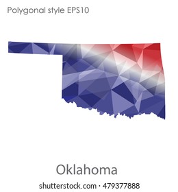 Oklahoma state map in geometric polygonal style.Abstract gems triangle,modern design background. Vector illustration EPS10