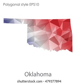 Oklahoma state map in geometric polygonal style.Abstract gems triangle,modern design background. Vector illustration EPS10