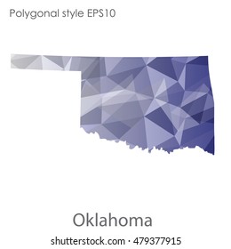 Oklahoma state map in geometric polygonal style.Abstract gems triangle,modern design background. Vector illustration EPS10