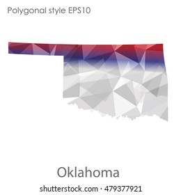 Oklahoma state map in geometric polygonal style.Abstract gems triangle,modern design background. Vector illustration EPS10