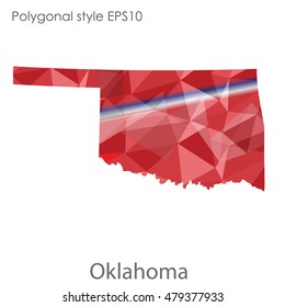 Oklahoma state map in geometric polygonal style.Abstract gems triangle,modern design background. Vector illustration EPS10