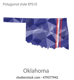 Oklahoma state map in geometric polygonal style.Abstract gems triangle,modern design background. Vector illustration EPS10