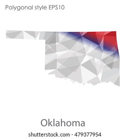 Oklahoma state map in geometric polygonal style.Abstract gems triangle,modern design background. Vector illustration EPS10