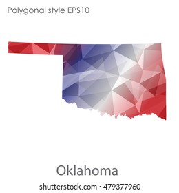 Oklahoma state map in geometric polygonal style.Abstract gems triangle,modern design background. Vector illustration EPS10