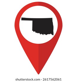 Oklahoma state map. Map of Oklahoma state on map pinpoint in red color