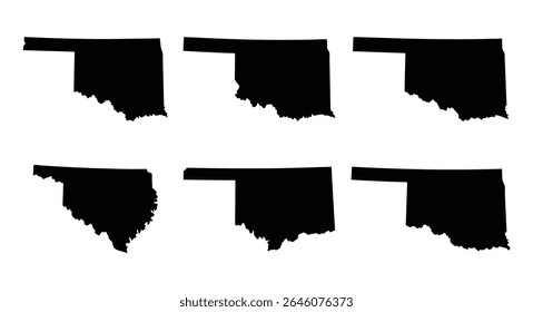 Oklahoma state map silhouette set vector design	