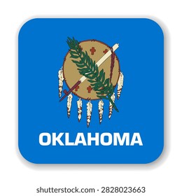 Oklahoma state rounded square flag. Part of The United States of America. Clean design for print, web, or educational use. Vector illustration with dropped shadow on white background.