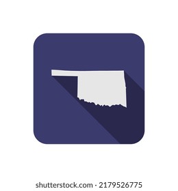 Oklahoma state square map with long shadow