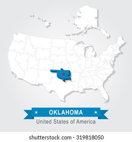 Oklahoma state. USA administrative map.