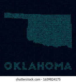 Oklahoma tech map. Us state symbol in digital style. Cyber map of Oklahoma with us state name. Neat vector illustration.