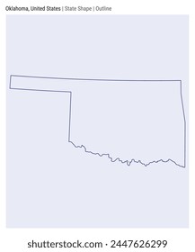 Oklahoma, United States. Simple vector map. State shape. Outline style. Border of Oklahoma. Vector illustration.