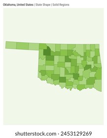 Oklahoma, United States. Simple vector map. State shape. Solid regions style. Border of Oklahoma. Vector illustration.