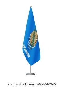 Oklahoma US flag on flagpole for official meetings, transparent background, vector