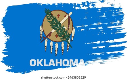 Oklahoma US flag, wide brush stroke on transparent background, vector.
