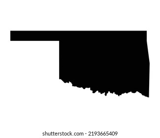 Oklahoma US Map. OK USA State Map. Black and White Oklahoman State Border Boundary Line Outline Geography Territory Shape Vector Illustration EPS Clipart