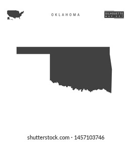 Oklahoma US State Blank Vector Map Isolated on White Background. High-Detailed Black Silhouette Map of Oklahoma.