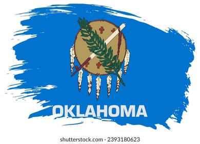 Oklahoma US State brush stroke flag vector background. Hand drawn grunge style painted isolated banner.